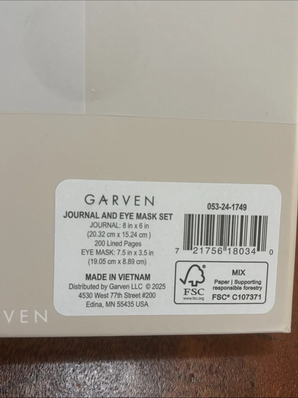 NWT Garven Dream Journal Gift Set with Satin Sleep Mask